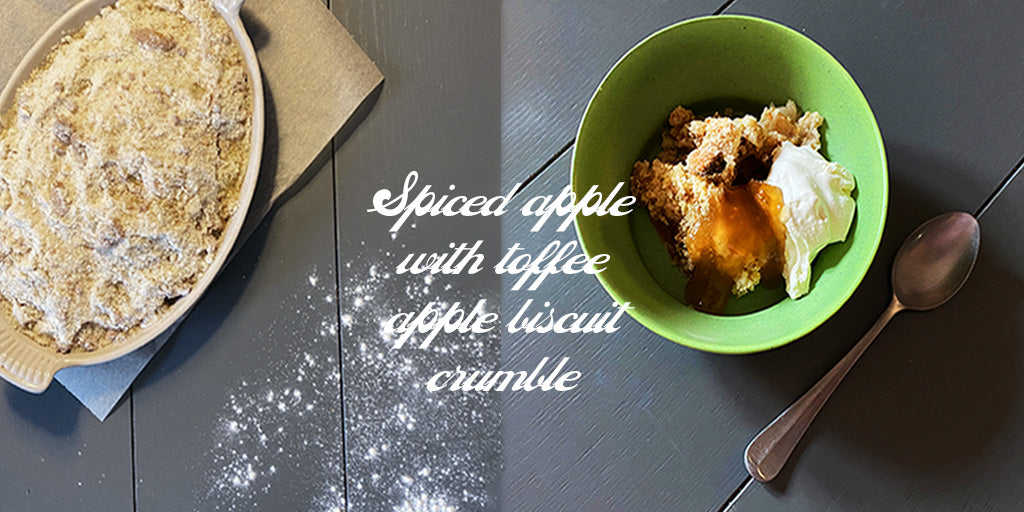 Spiced Apple with Toffee Apple Biscuit Crumble
